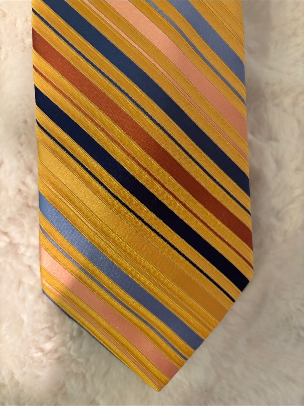 City of London Striped Yellow Silk Tie with Multi Colored Stripesq